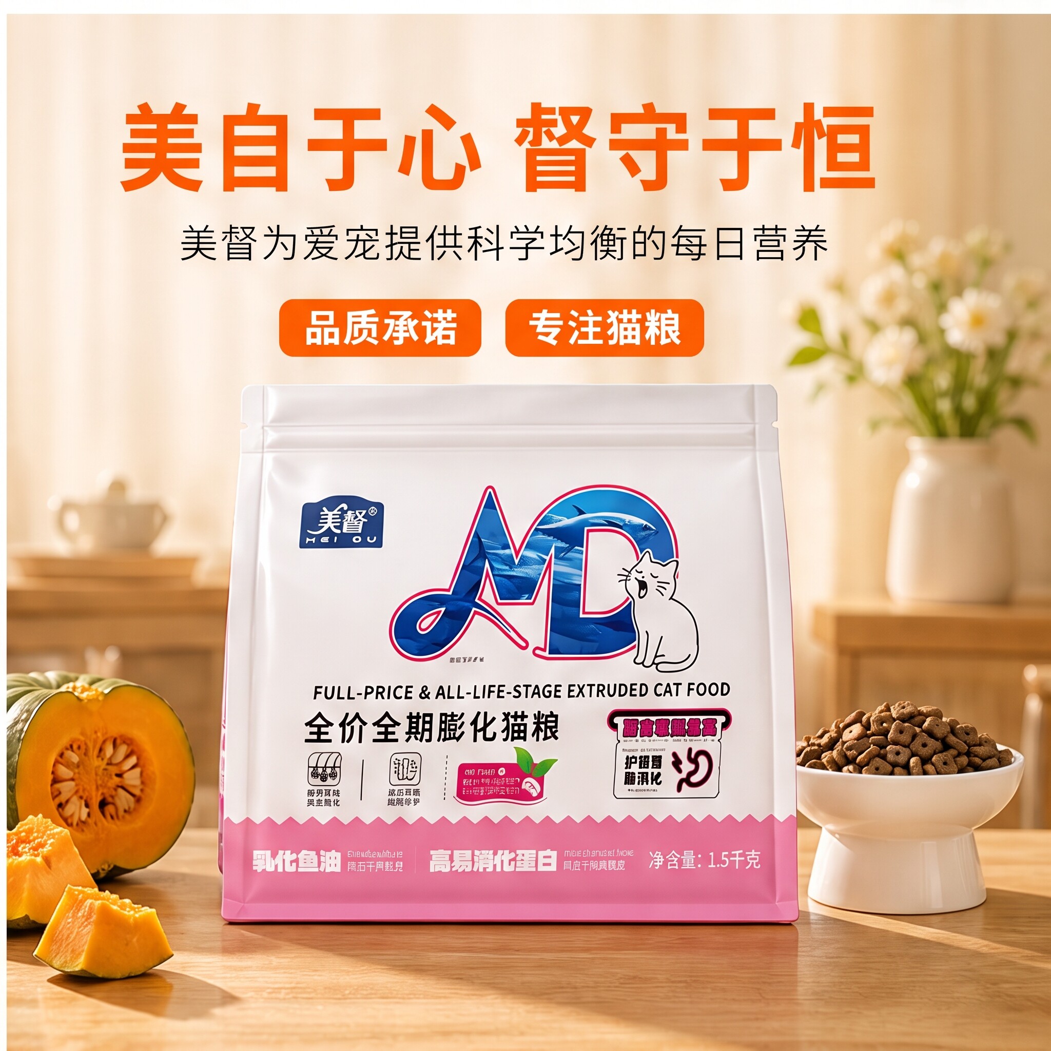 美督全期膨化猫粮护肠胃降火