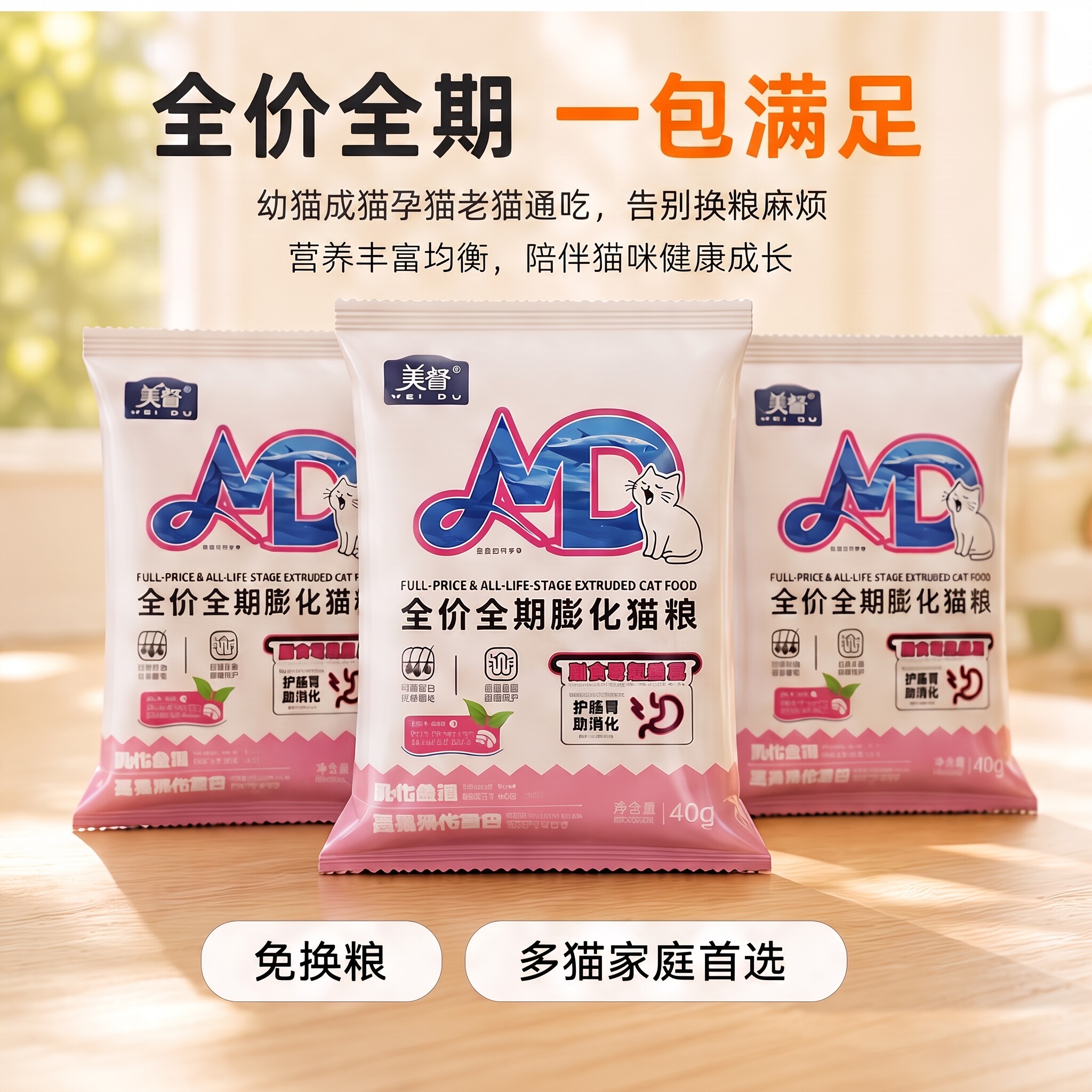 美督全价全期鸡肉膨化猫粮