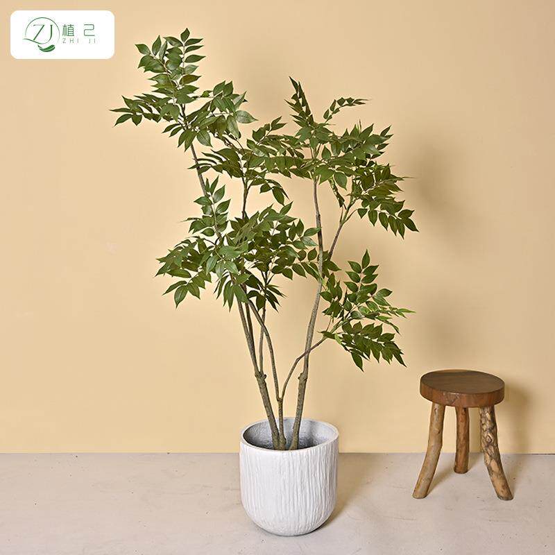 仿真绿植漆木假树室内家居落地盆栽大型艺术装饰仿真南天竹紫藤树