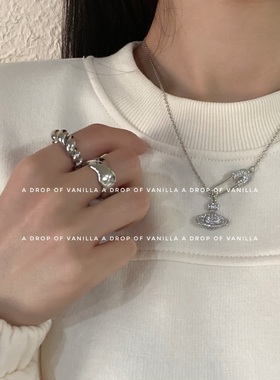 项链VANILLA银土星细女别针