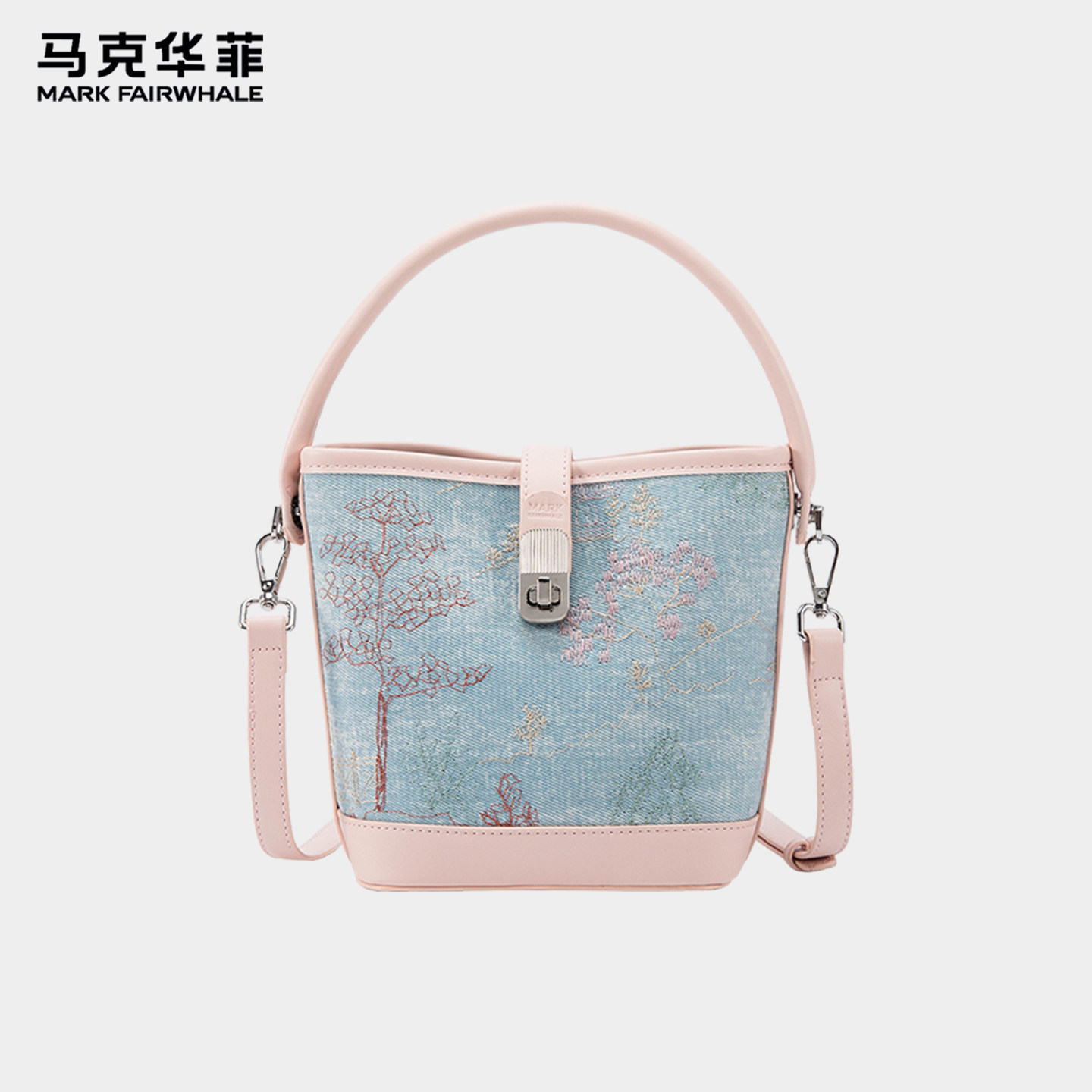 马克华菲新中式水桶斜挎包包女款图片