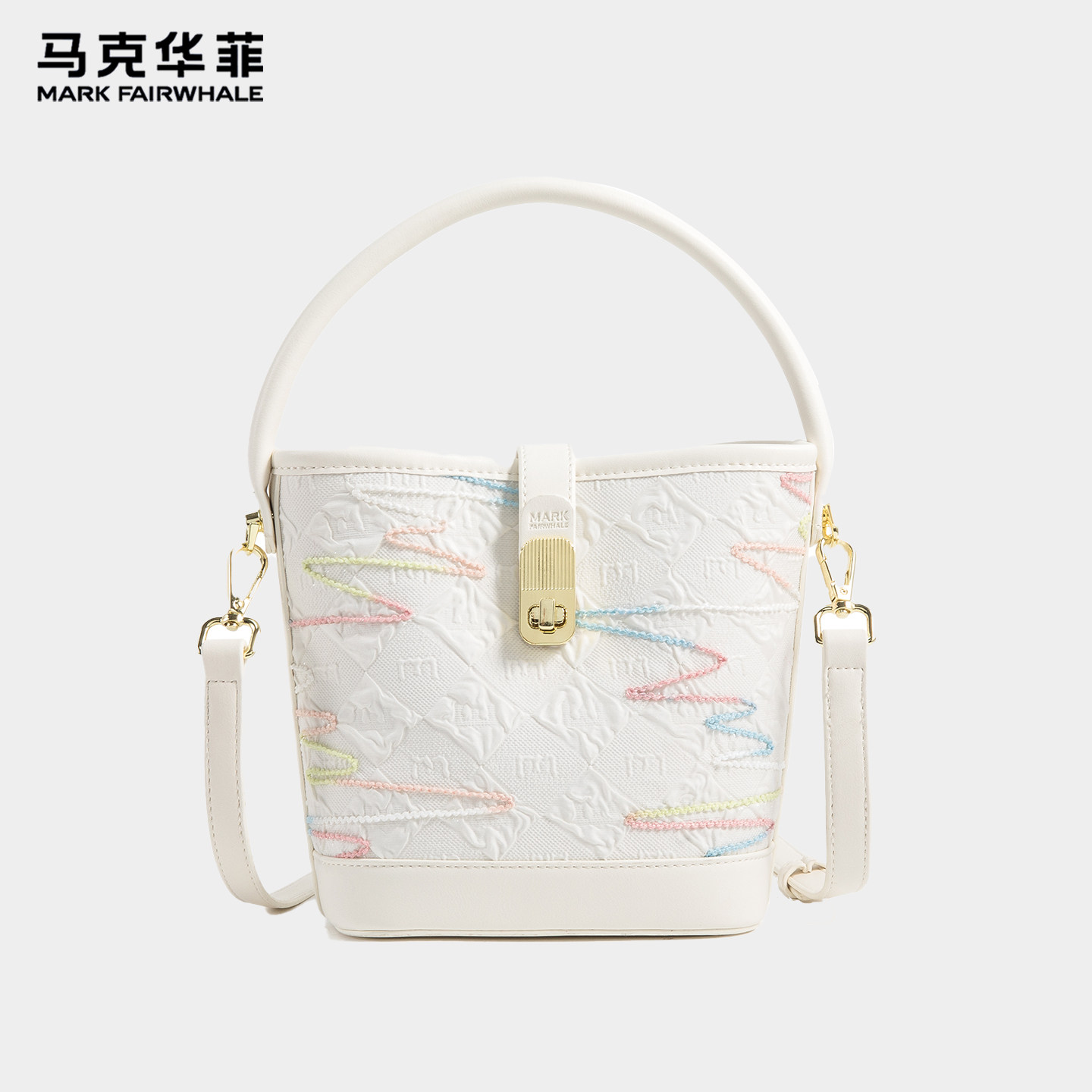 马克华菲小众单肩斜挎水桶包包女图片
