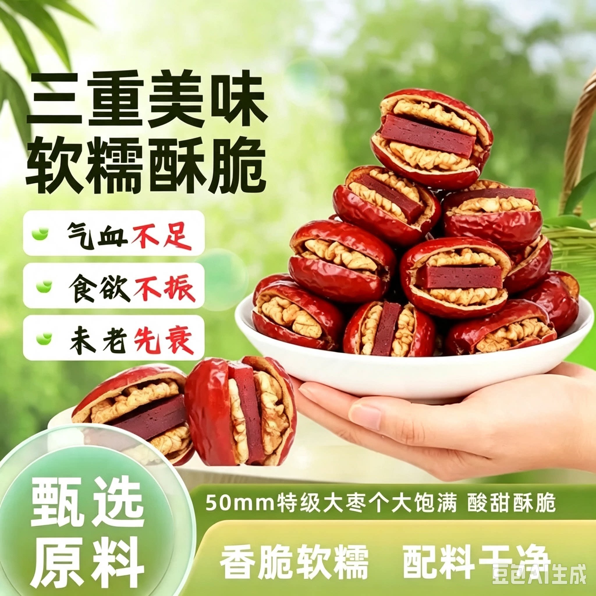 酸甜抱抱果红枣夹核桃红枣办公室熬夜追剧小零食推荐惊喜