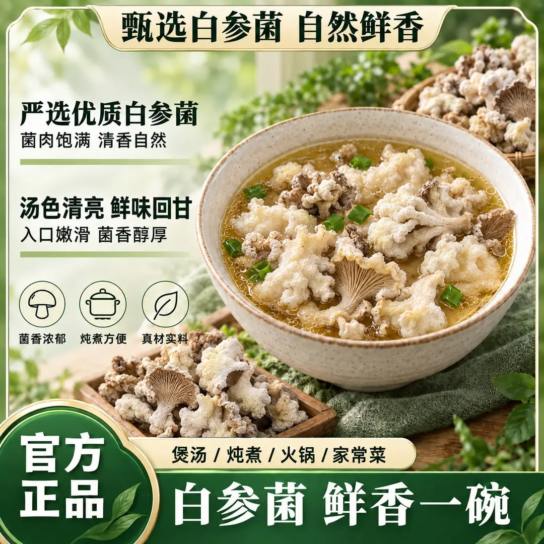 白参菌裂褶菌白色菌菇蘑菇干货菌子干货凉拌炖汤炒菜焖炸蒸煮Y
