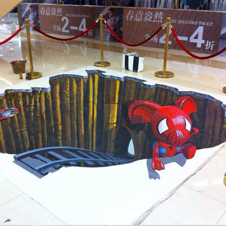 专业制作 3D地贴写真喷绘 户外防滑耐磨黑胶地贴 手工异形裁切