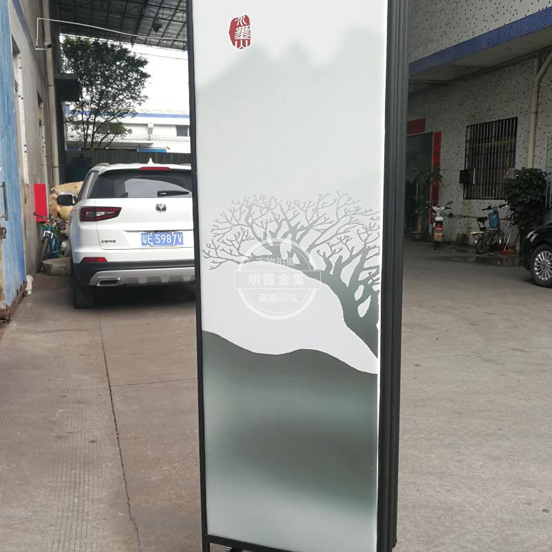 3D图案网格屏风厂家供应可折叠移动茶楼雅座山水画收纳小户型