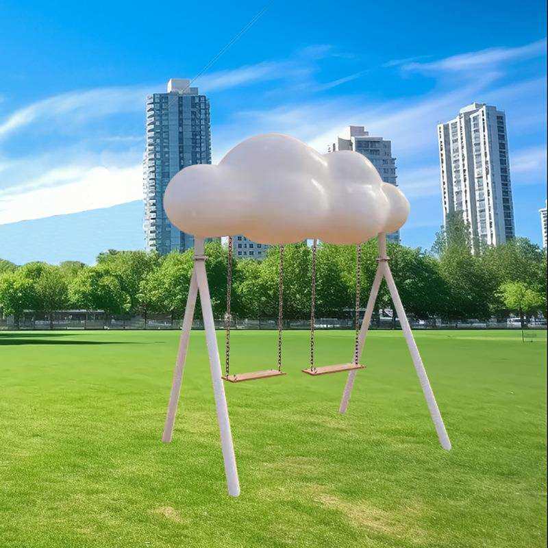 网红云朵秋千室外户外不锈钢仿真云朵座椅景区公园拍照装饰摆件