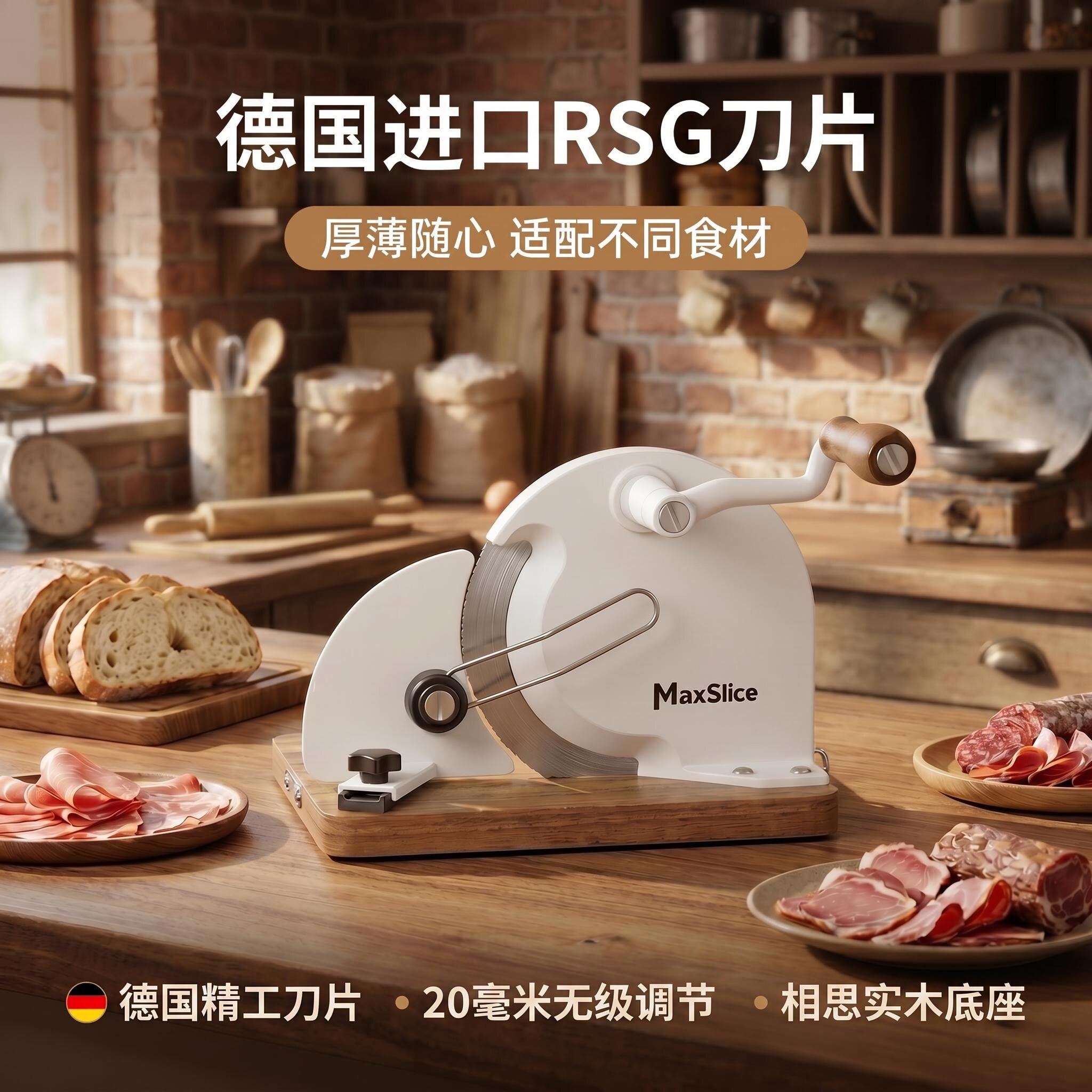 手摇折叠德国进口刀片切片机/切肉片/切蔬果/面包切片机 烘焙家用