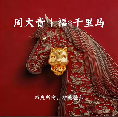 周大青足金生肖福马转运珠