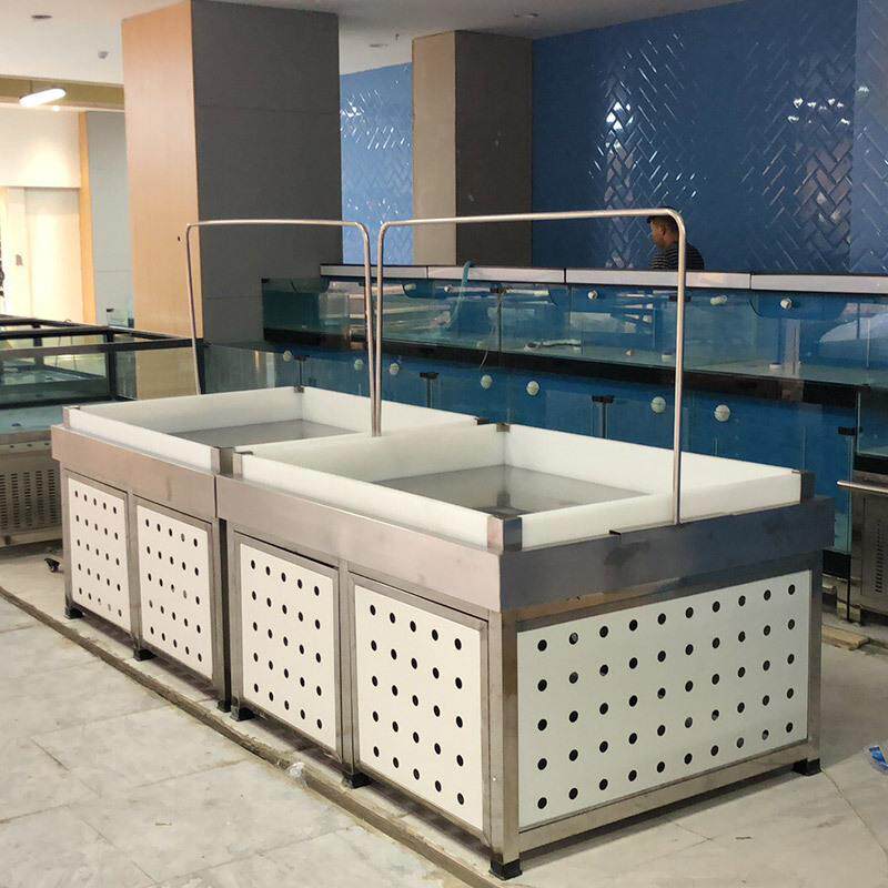超市冰鲜台不锈钢保鲜柜海鲜展示柜卖场海鲜贝类展台货架