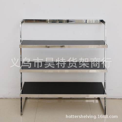 TZ-048新款T字形服装店不锈钢展示台黑色烤漆单面阶梯型展示台