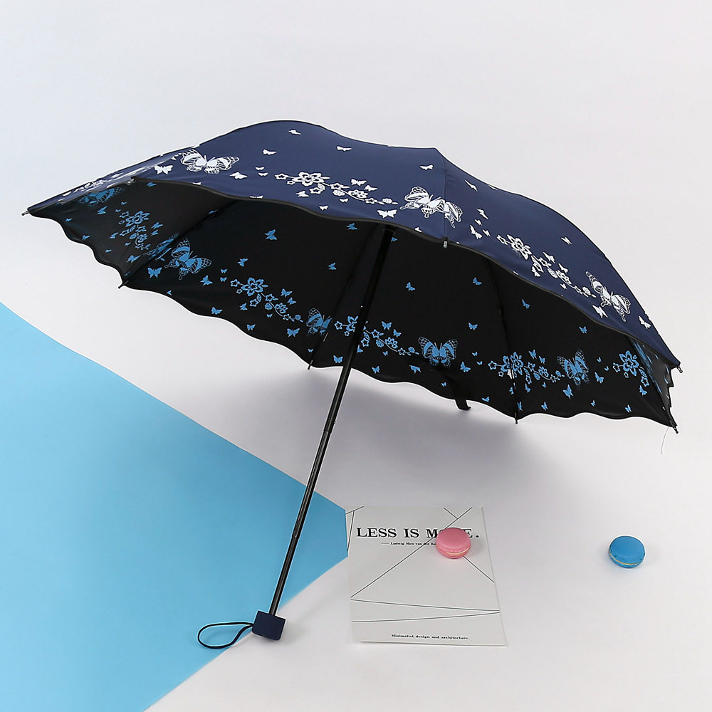美丽的伞晴雨伞荷叶边双面花黑胶晴雨伞女定制雨伞包邮