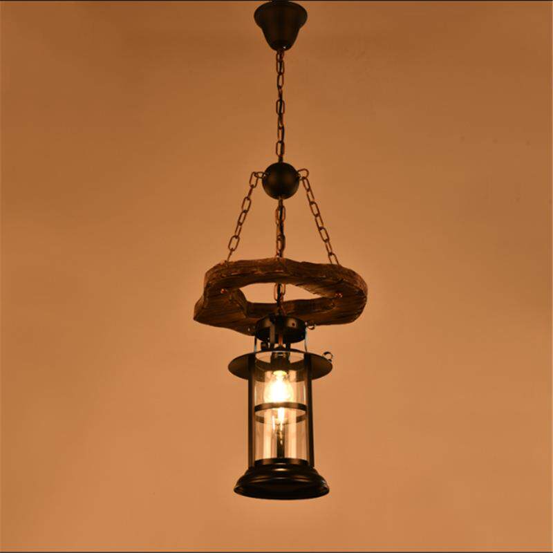 乾安县美式工业风仿古实木吊灯客厅灯卧室灯美式乡村酒吧灯餐厅灯