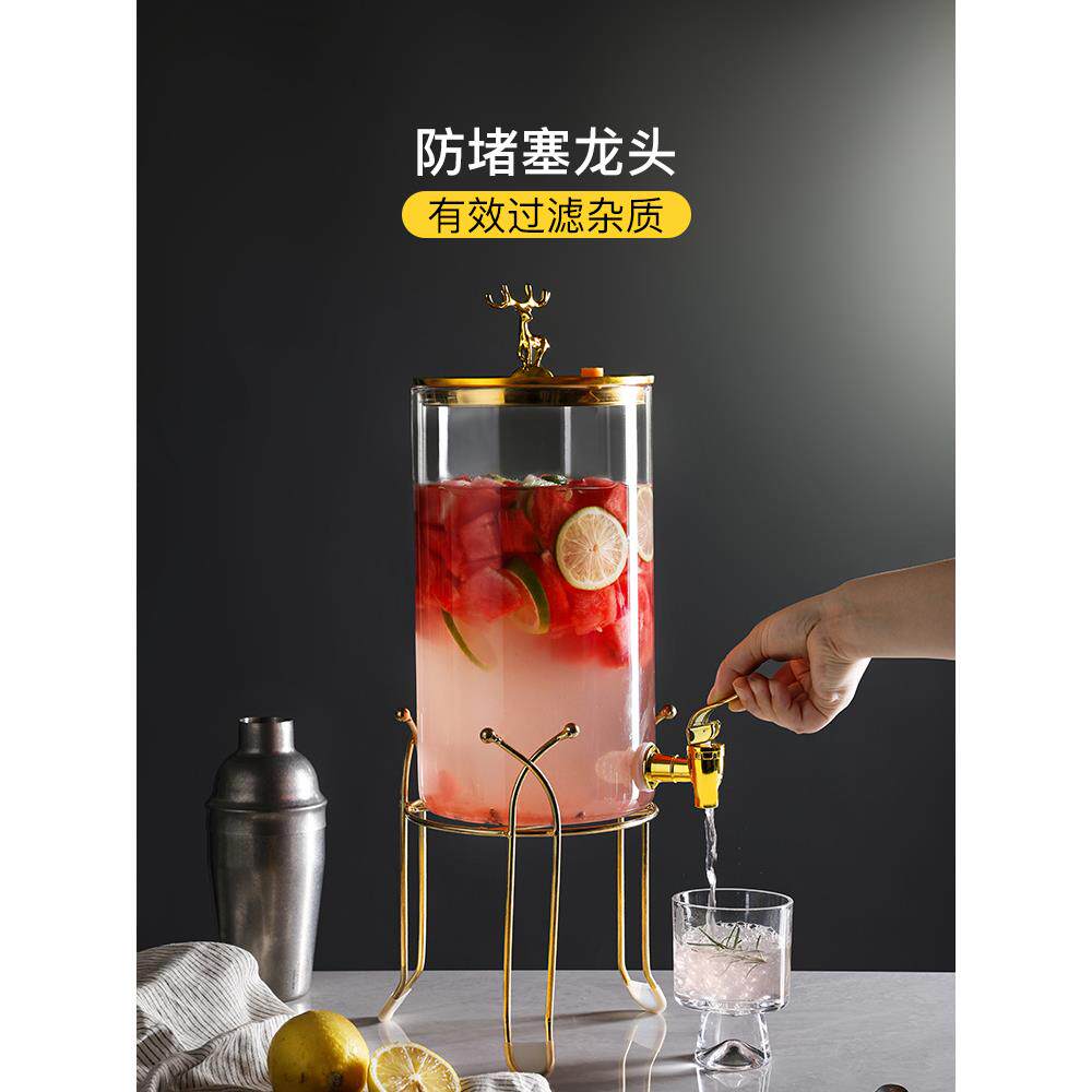 可乐桶容器耐高温玻璃冷水壶带龙头酒店商用自助果汁饮料水果茶桶
