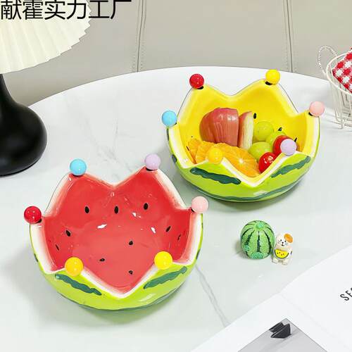 西瓜水果叉套装家用不锈钢甜品可爱小叉子收纳罐果插儿童安全果签