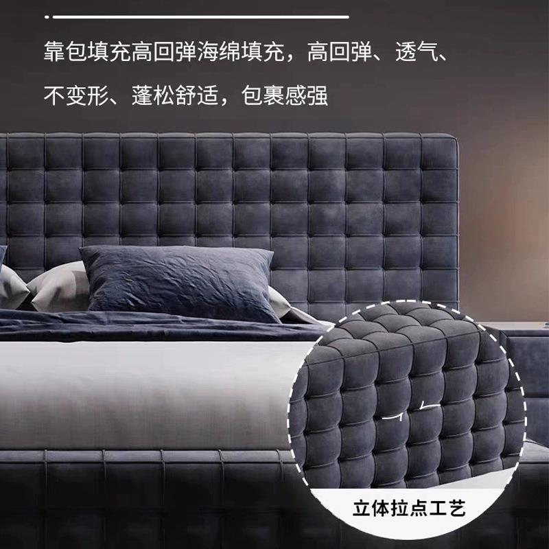 意式极简布艺床现代简约北欧风大户型双人床主卧榻榻米设计师家具