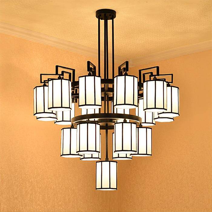 现代新中式客厅吊灯仿古酒店茶楼大吊灯别墅复式餐厅铁艺灯具1039