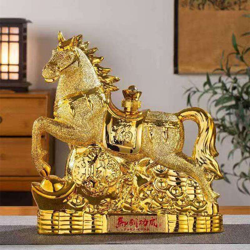 景德镇陶瓷酒瓶客厅酒柜招财马摆件5斤装生肖马酒具马到成功酒罐