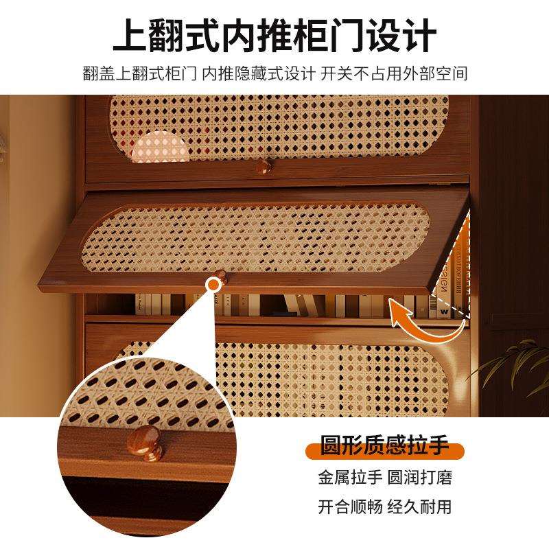美式翻斗书柜复古藤编玄关柜入户走廊架子储物柜大容量收纳展示柜