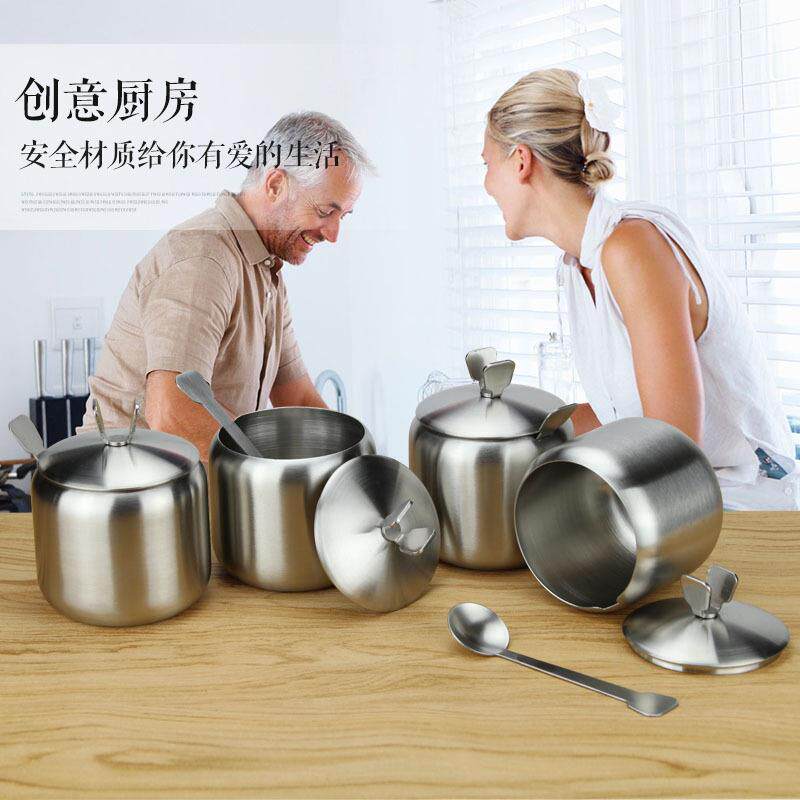 家用组合装304不锈钢调味瓶 旋转式调料盒佐料套装盐罐子厨房商用