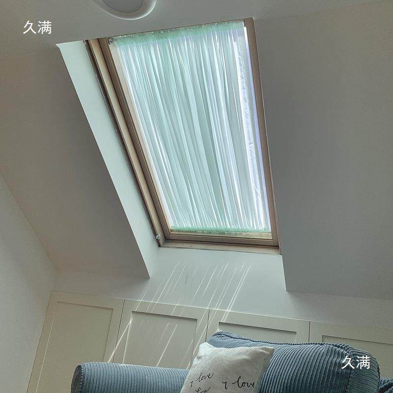 天窗阳光房屋顶遮阳顶帘阁楼斜顶棚隔热防晒纱幔玻璃房法式绷纱帘