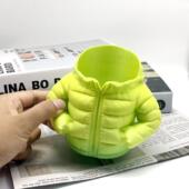 打印羽绒服造型笔筒创意家居 工厂 办公室摆件爆款