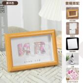 同款 饰摆件七夕情人节礼物 滴胶干花字母相框办公桌面装