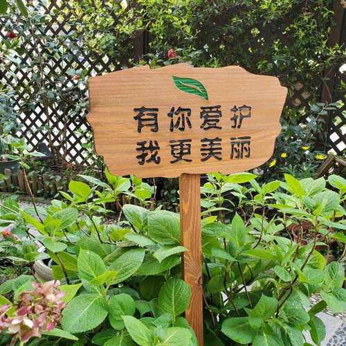防腐木立式指示牌 爱护花草牌 绿化花草牌 草坪牌 警示牌