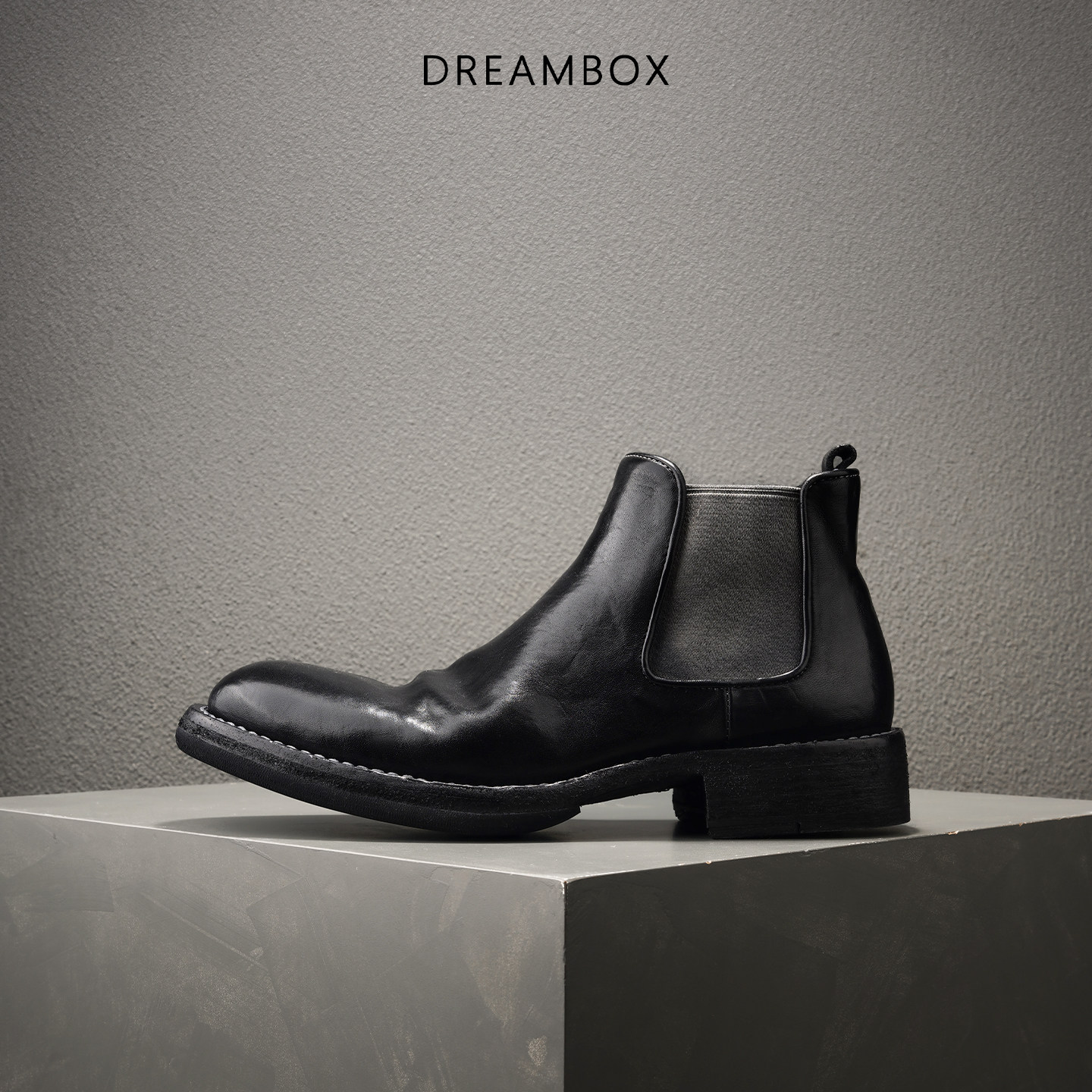 DREAMBOX钧博vibram高档马皮复古套筒切尔西靴手工固特异英伦皮靴