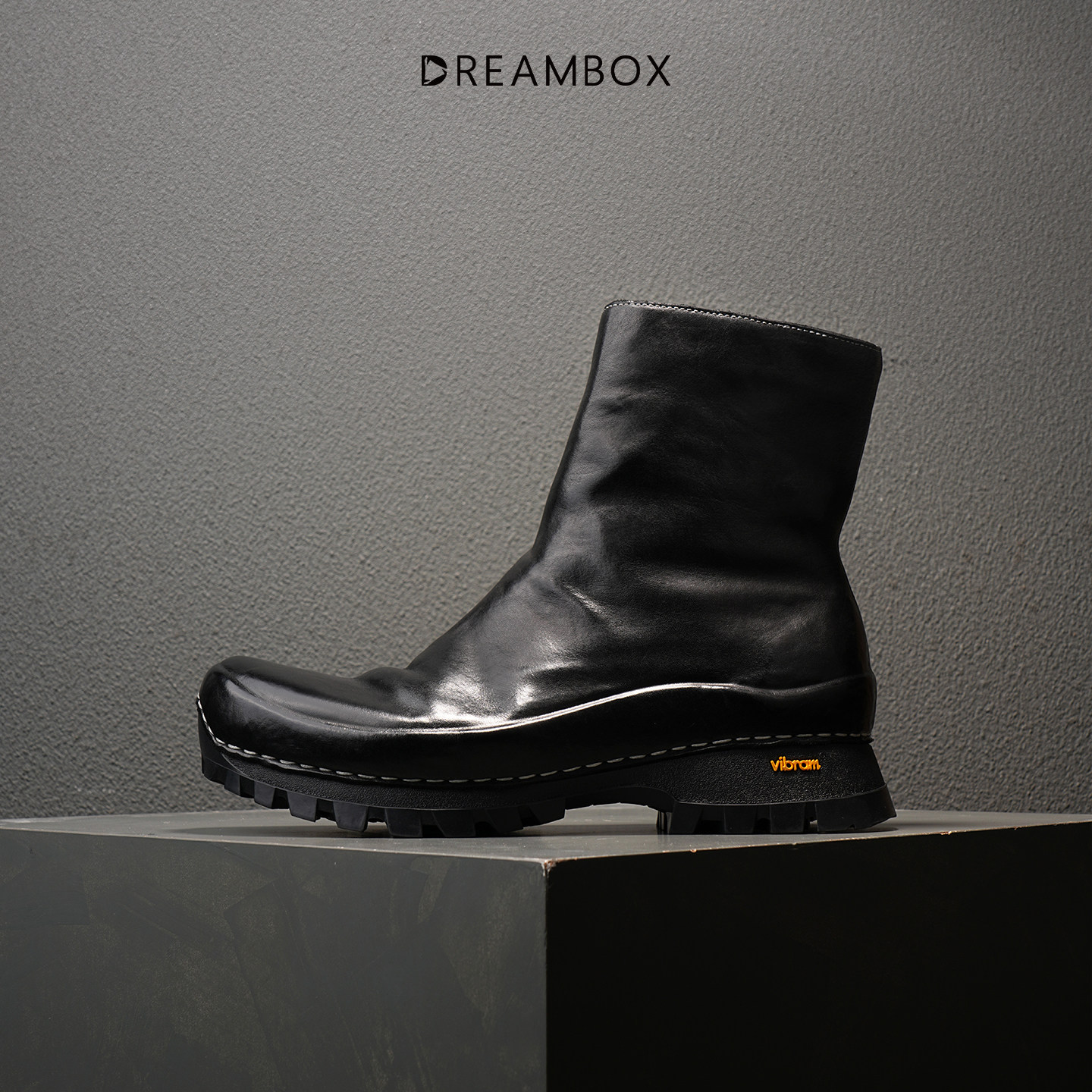 DREAMBOX水洗马皮厚底增高男靴