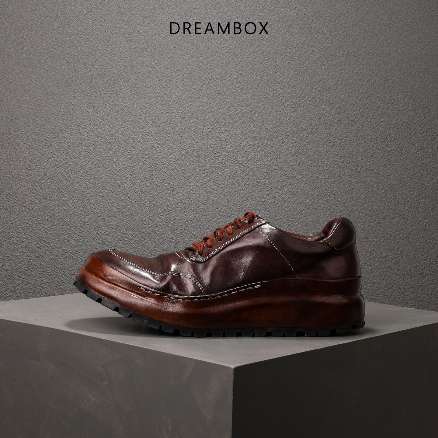 DREAMBOX钧博vibram耐磨马皮男士皮鞋新款手工复古英伦高档休闲鞋