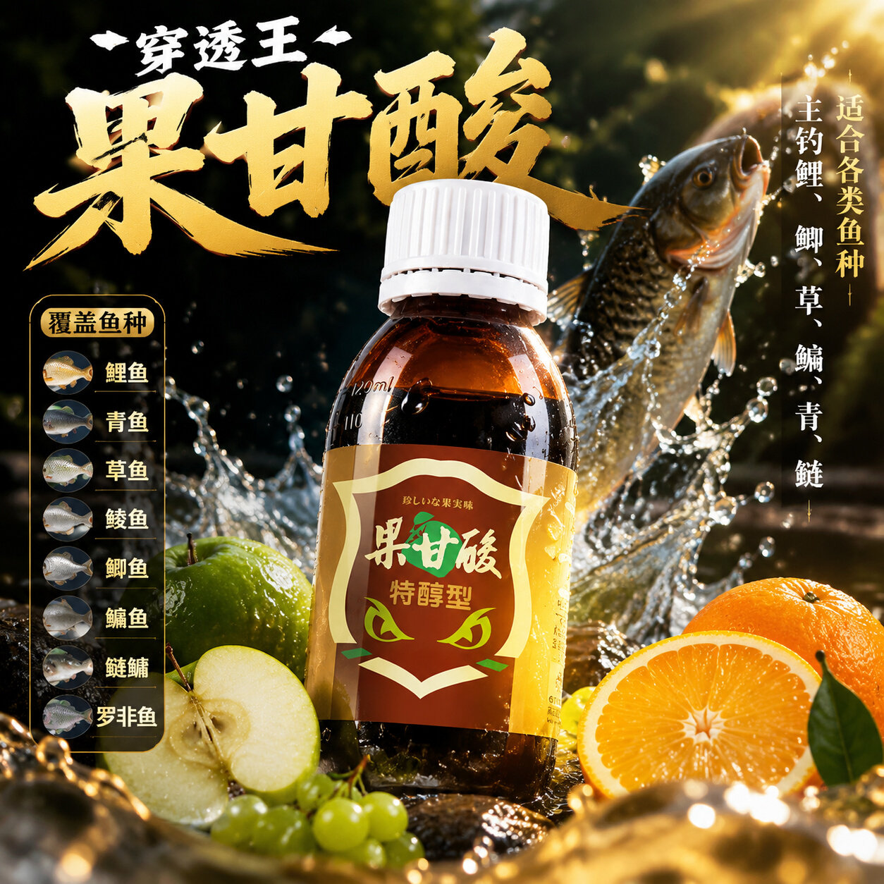 穿透王果甘酸钓鱼小药野钓鲫鲤果酸诱鱼剂高浓度鱼饵料黑坑添加剂