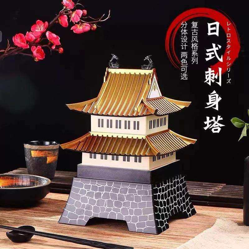 火锅烤肉店牛肉盘刺身拼盘大阪屋日式料理菜盘金色塔创意特色餐具