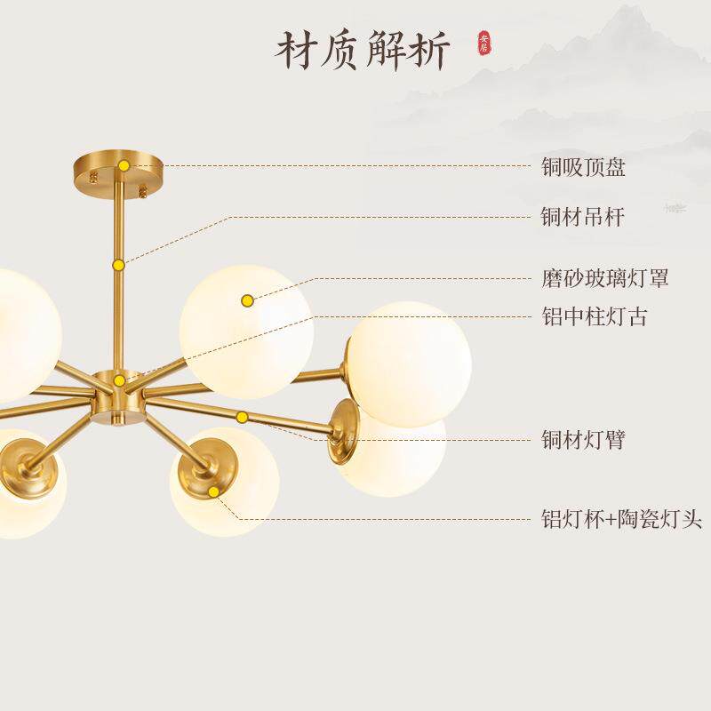 客厅吊灯分子灯魔豆吊灯全铜灯餐厅LED卧室灯家用现代简约房间灯