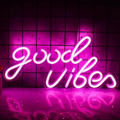 亚马逊新款背板霓虹GOOD VIBES派对美好氛围装饰小夜灯墙挂霓虹5V