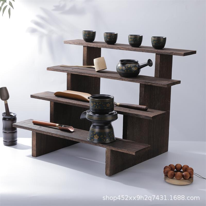 桐木多层实木博古架紫砂壶架子中式展示架小摆件茶具茶杯置物架
