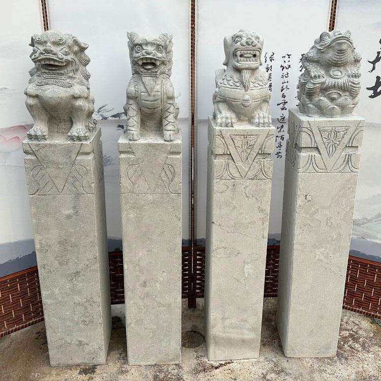 拴马桩狮子貔貅青石仿古石雕拴马石柱麒麟四神兽十二生肖庭院造景