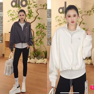 A10040 宽松型卫衣 ALOGANT秋季 套头字母半拉链长袖