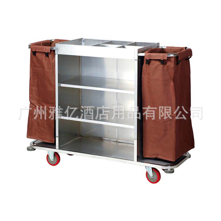 酒店多用途不锈钢客房服务车宾馆打扫布草车拆装三层客房保洁车
