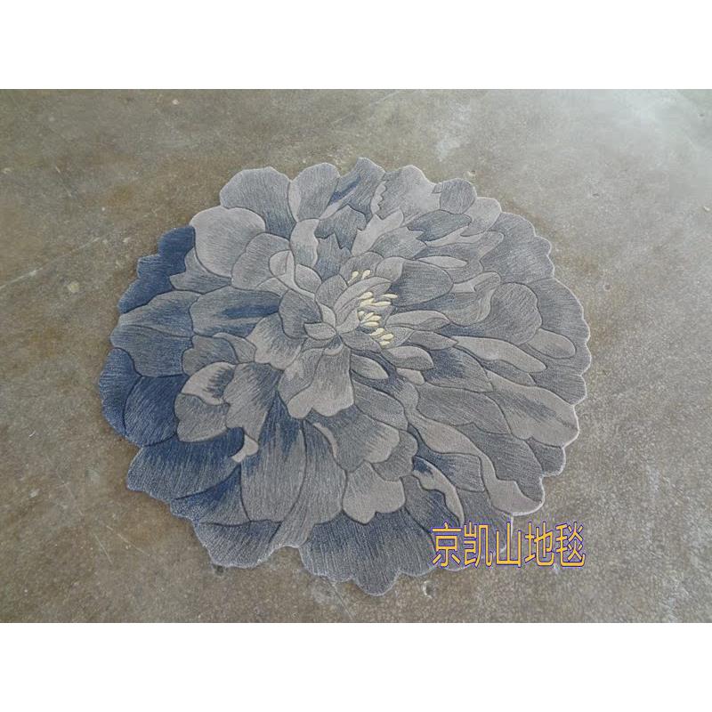 现代简约田园抽象牡丹花朵圆形中式法式客厅茶几地毯餐厅书桌玄关