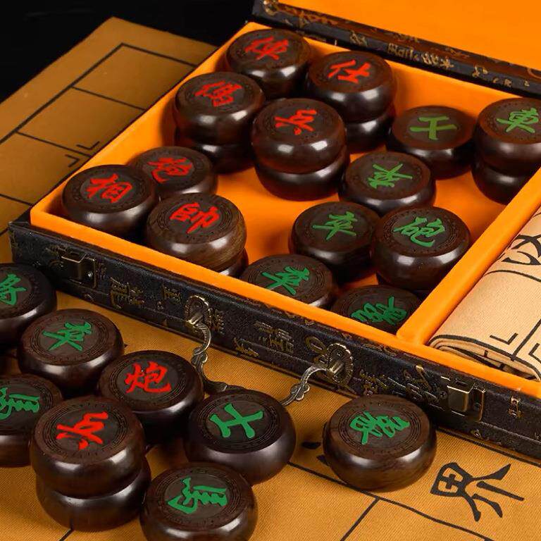 黑檀木象棋老人娱乐中国象棋血檀缅甸花梨雕刻实木象棋工艺品
