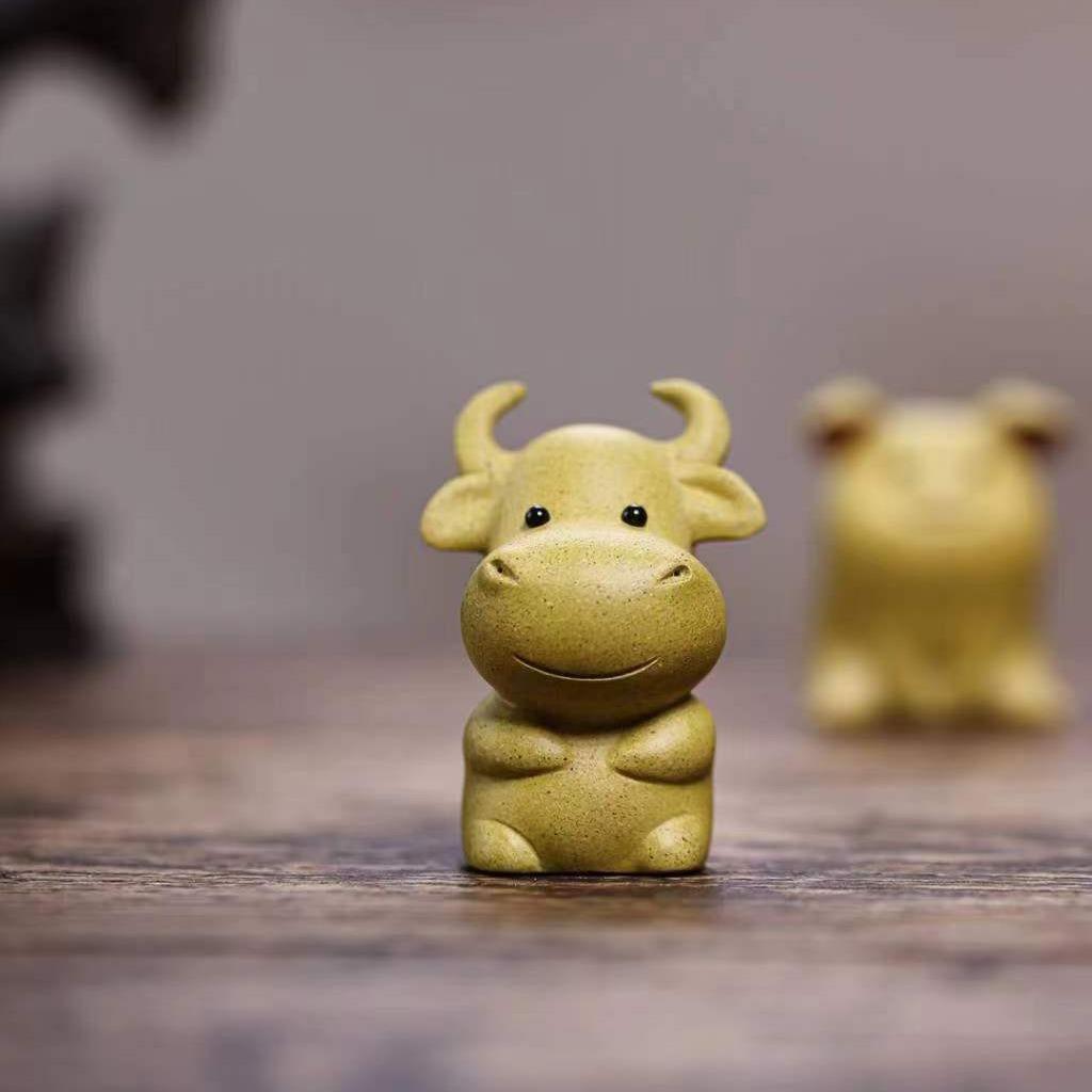 宜兴紫砂茶宠高端精品可养紫砂摆件生肖牛猪狗摆件茶玩茶桌摆件