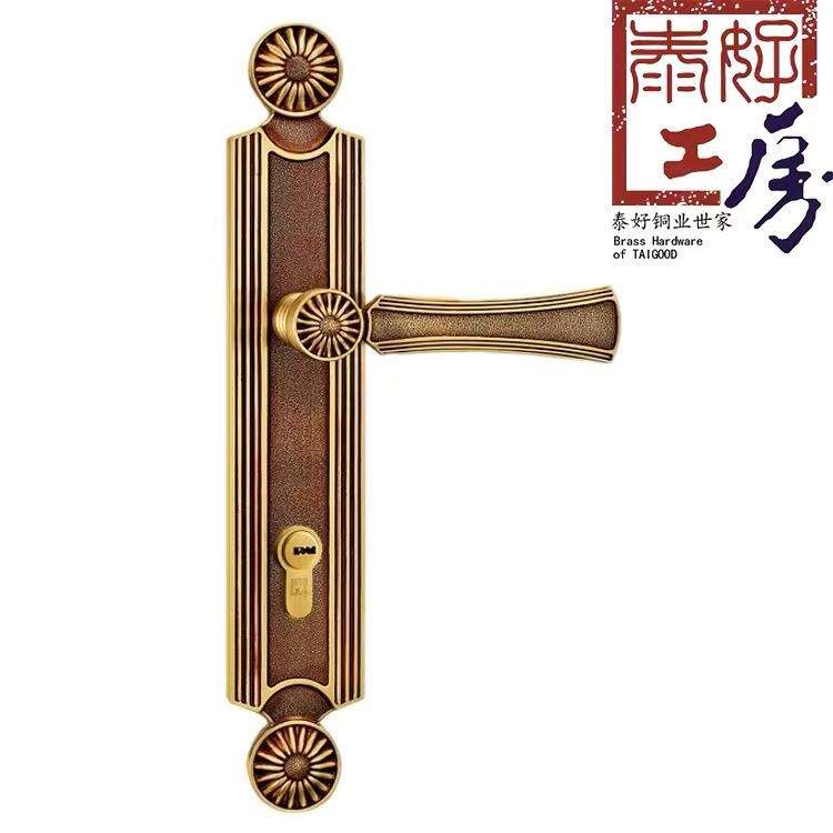 泰好工房泰好铜锁简欧式全铜入户大门卧室房门锁把手TH85-130130M