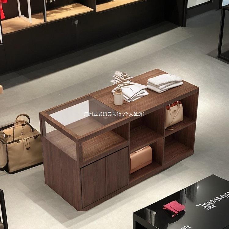 服装店玻璃中岛流水台女装饰品摆件展示桌店铺陈列台复古储物边柜