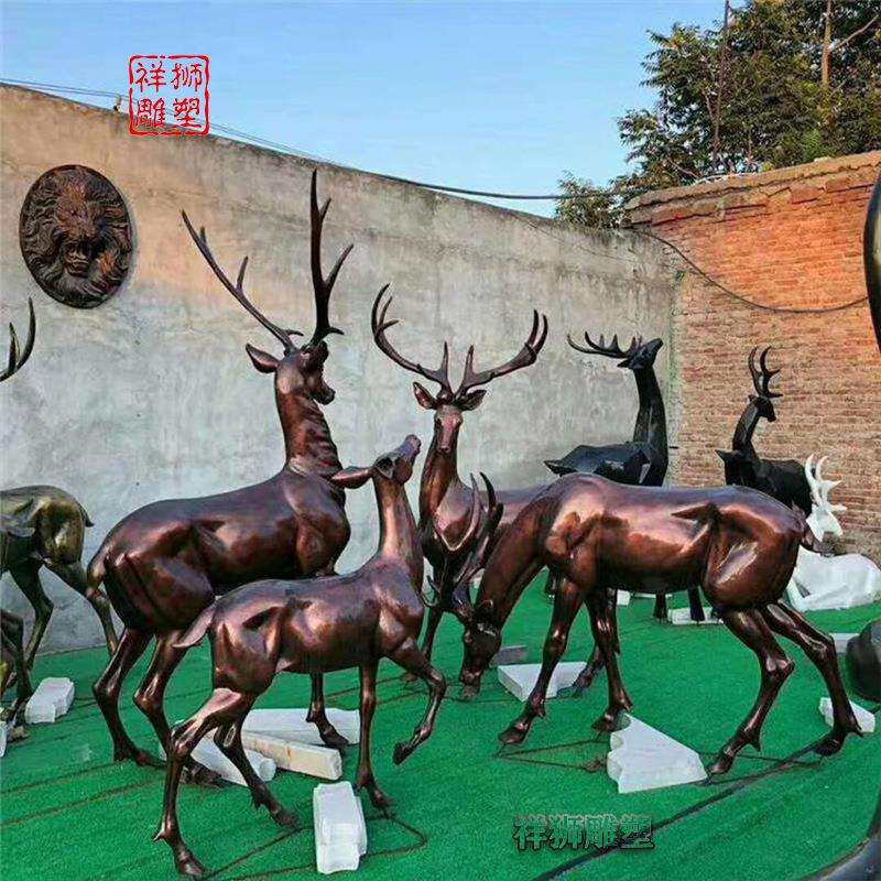 供应纯铜动物抽象鹿雕塑小品售楼部公园景观落地装饰摆件祥狮雕塑