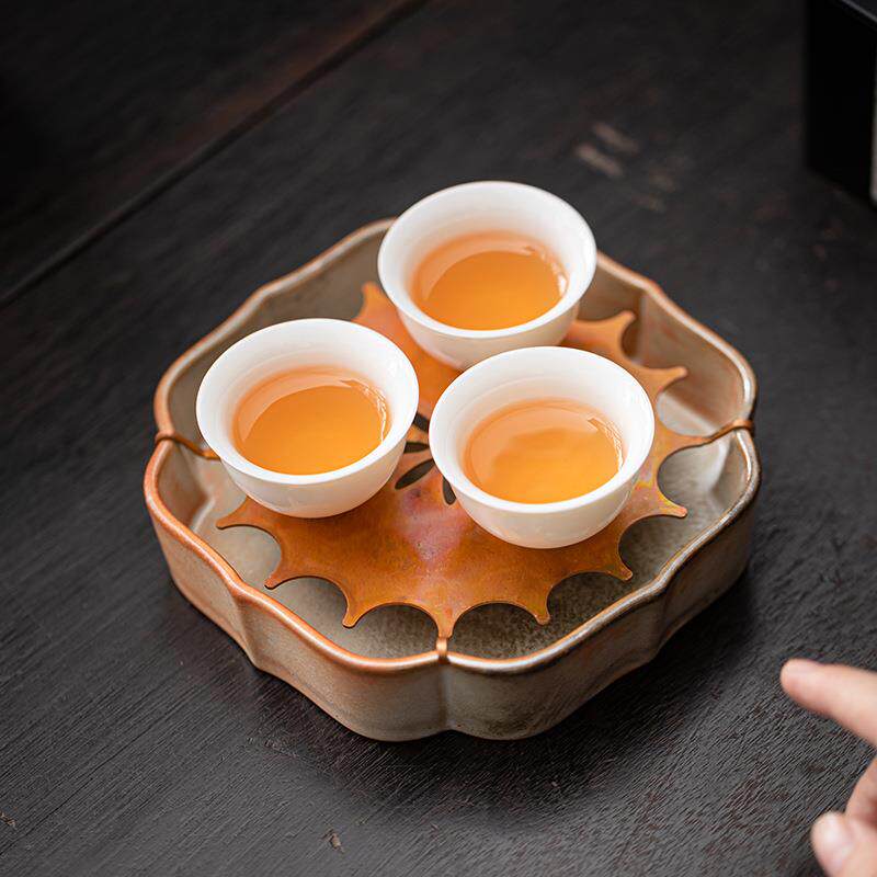 志野烧壶承复古手工干泡台家用陶瓷茶壶托盘储水茶台客厅茶具摆件