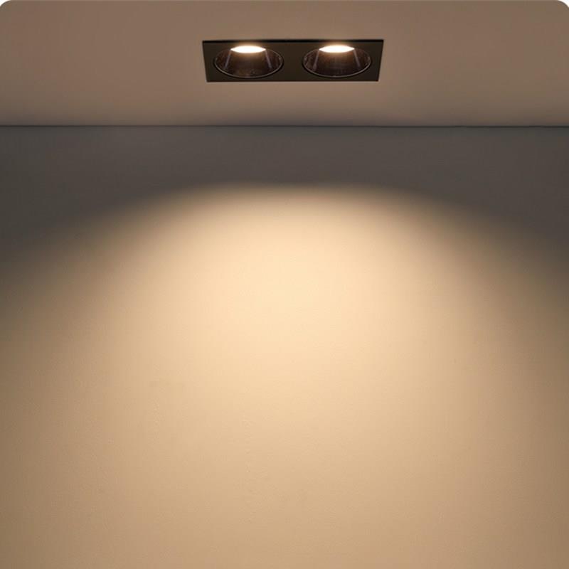 14w20照明栅卧室嵌入式灯筒灯灯方形双头LED瓦嵌入防眩无主斗胆客