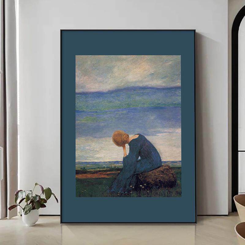 《Sehnsucht 》复古蓝调风景装饰画欧式小众摆画卧室书房墙面挂画 - 实物图
