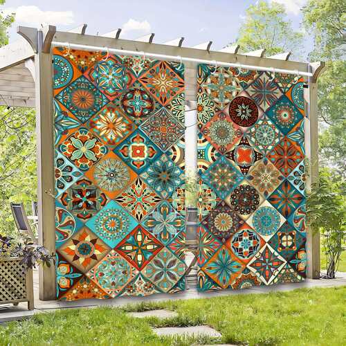 Y2JIT行李箱保护套2pcs Outdoor Hanging Curtain, Bohemian