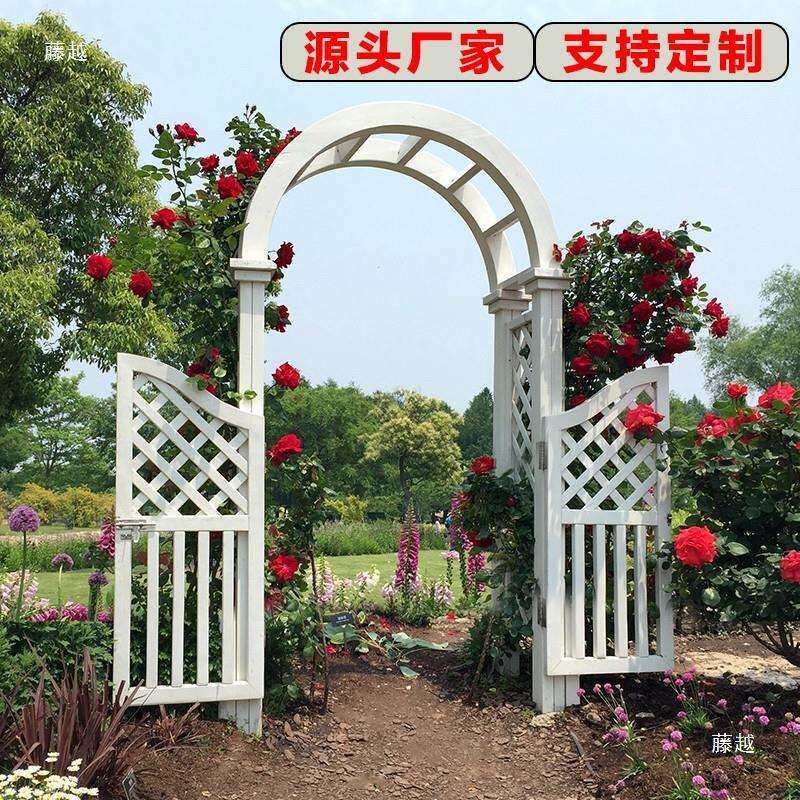 廊架打卡景观门栅栏门木门围栏欧式防腐木拱门花墙月季蔷薇网格门